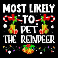 Most Likely To Pet The Reindeer Funny Family Xmas Lights Gift 7-Panel Snapback Hat