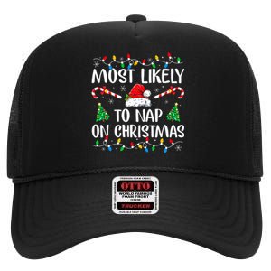 Most Likely To Nap On Christmas Family Matching Christmas High Crown Mesh Back Trucker Hat