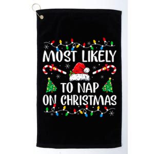 Most Likely To Nap On Christmas Family Matching Christmas Platinum Collection Golf Towel