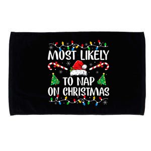 Most Likely To Nap On Christmas Family Matching Christmas Microfiber Hand Towel