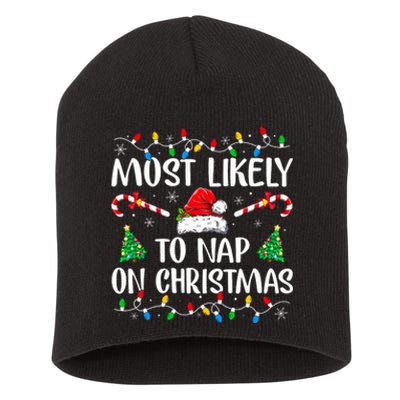 Most Likely To Nap On Christmas Family Matching Christmas Short Acrylic Beanie