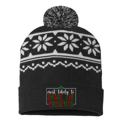 Most Likely To Shake The Presents Christmas USA-Made Snowflake Beanie