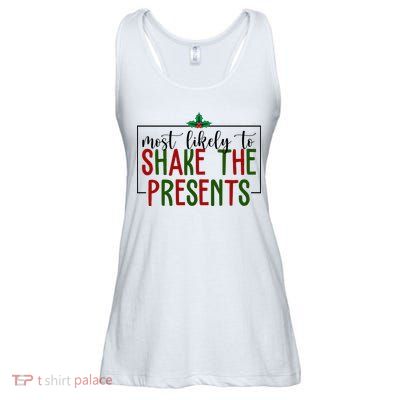Most Likely To Shake The Presents Christmas Ladies Essential Flowy Tank
