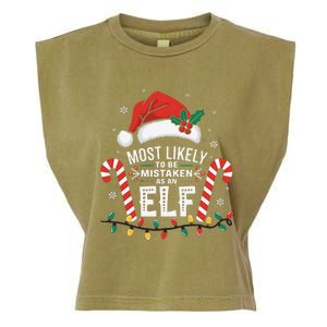 Most Likely To Be Mistaken As An Elf Christmas Family Squad Garment-Dyed Women's Muscle Tee