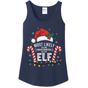 Most Likely To Be Mistaken As An Elf Christmas Family Squad Ladies Essential Tank