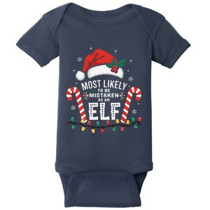 Most Likely To Be Mistaken As An Elf Christmas Family Squad Baby Bodysuit