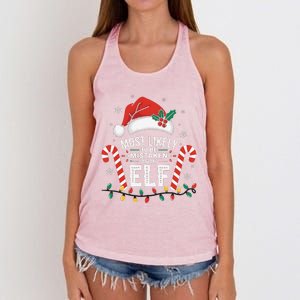 Most Likely To Be Mistaken As An Elf Christmas Family Squad Women's Knotted Racerback Tank