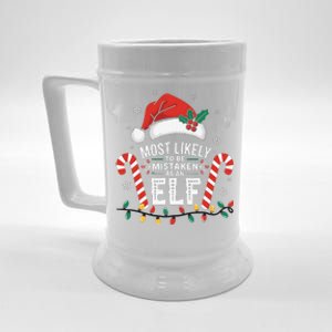 Most Likely To Be Mistaken As An Elf Christmas Family Squad Beer Stein