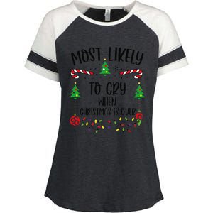 Most Likely To Cry When Christmas Is Over Funny Christmas Family Matching Cute Enza Ladies Jersey Colorblock Tee