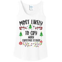 Most Likely To Cry When Christmas Is Over Funny Christmas Family Matching Cute Ladies Essential Tank