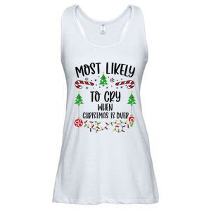 Most Likely To Cry When Christmas Is Over Funny Christmas Family Matching Cute Ladies Essential Flowy Tank