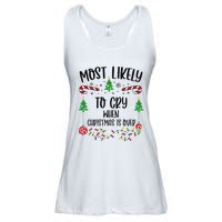 Most Likely To Cry When Christmas Is Over Funny Christmas Family Matching Cute Ladies Essential Flowy Tank