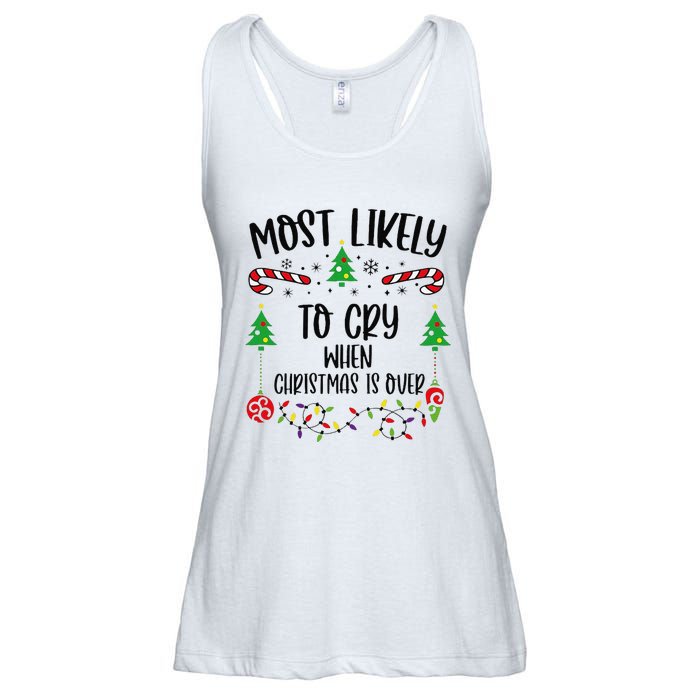 Most Likely To Cry When Christmas Is Over Funny Christmas Family Matching Cute Ladies Essential Flowy Tank