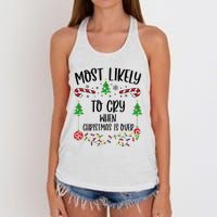 Most Likely To Cry When Christmas Is Over Funny Christmas Family Matching Cute Women's Knotted Racerback Tank