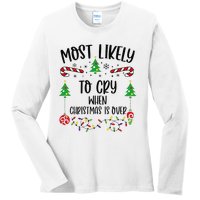 Most Likely To Cry When Christmas Is Over Funny Christmas Family Matching Cute Ladies Long Sleeve Shirt