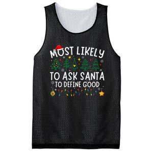 Most Likely To Ask Santa To Define Good Matching Christmas Mesh Reversible Basketball Jersey Tank