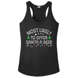 Most Likely To Offer Santa A Beer Funny Drinking Christmas Ladies PosiCharge Competitor Racerback Tank