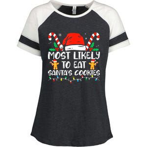 Most Likely To Eat Santas Cookies Family Christmas Holiday Enza Ladies Jersey Colorblock Tee