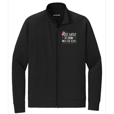 Most Likely to Drink With The Elves Elf Family Christmas  Stretch Full-Zip Cadet Jacket