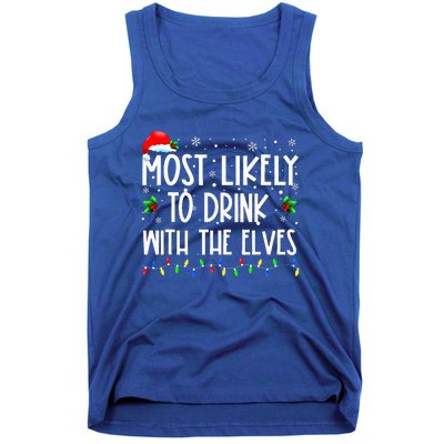 Most Likely to Drink With The Elves Elf Family Christmas  Tank Top