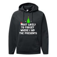 Most Likely To Forget Where I Hid The Presents Funny Performance Fleece Hoodie