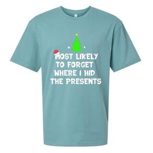 Most Likely To Forget Where I Hid The Presents Funny Sueded Cloud Jersey T-Shirt