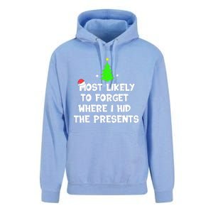 Most Likely To Forget Where I Hid The Presents Funny Unisex Surf Hoodie