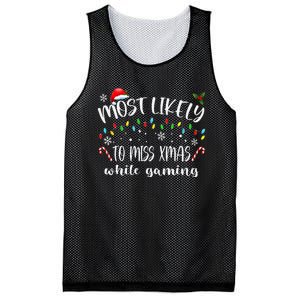 Most Likely To Miss Xmas While Gaming Christmas Matching Mesh Reversible Basketball Jersey Tank