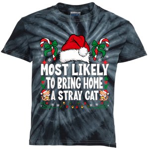 Most Likely To Bring Home A Stray Cat Matching Christmas Kids Tie-Dye T-Shirt