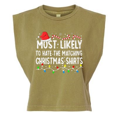 Most Likely To Hate Matching Christmas Family Pajamas Garment-Dyed Women's Muscle Tee