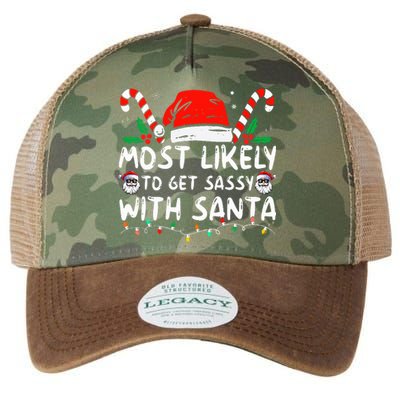 Most Likely To Get Sassy With Santa Christmas Matching  Legacy Tie Dye Trucker Hat