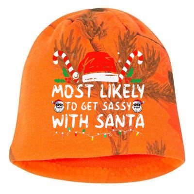 Most Likely To Get Sassy With Santa Christmas Matching  Kati - Camo Knit Beanie