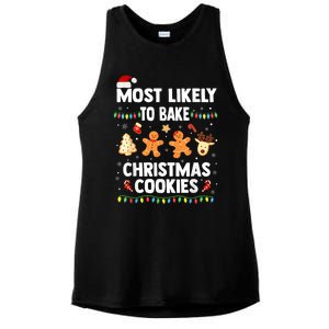 Most Likely To Bake Christmas Cookies Funny Family Christmas Ladies PosiCharge Tri-Blend Wicking Tank