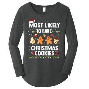 Most Likely To Bake Christmas Cookies Funny Family Christmas Women's Perfect Tri Tunic Long Sleeve Shirt