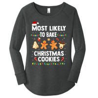 Most Likely To Bake Christmas Cookies Funny Family Christmas Women's Perfect Tri Tunic Long Sleeve Shirt