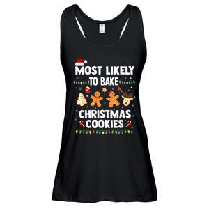 Most Likely To Bake Christmas Cookies Funny Family Christmas Ladies Essential Flowy Tank