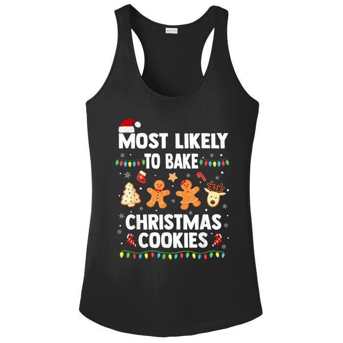 Most Likely To Bake Christmas Cookies Funny Family Christmas Ladies PosiCharge Competitor Racerback Tank