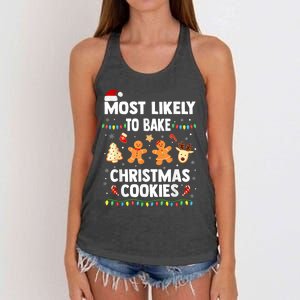 Most Likely To Bake Christmas Cookies Funny Family Christmas Women's Knotted Racerback Tank