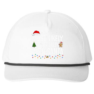 Most Likely To Get Sassy With Santa Funny Family Christmas Snapback Five-Panel Rope Hat