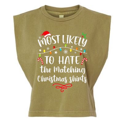 Most Likely To Hate Matching Christmas Funny Family Matching Garment-Dyed Women's Muscle Tee