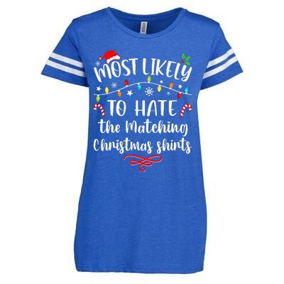 Most Likely To Hate Matching Christmas Funny Family Matching Enza Ladies Jersey Football T-Shirt