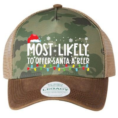 Most Likely To Offer Santa A Beer Funny Drinking Christmas Legacy Tie Dye Trucker Hat