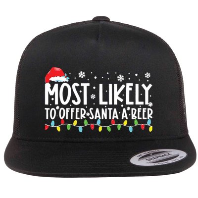 Most Likely To Offer Santa A Beer Funny Drinking Christmas Flatbill Hat
