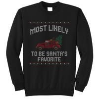 Most Likely To Be Santas Favorite Funny Christmas Family Matching Ugly Christmas Sweatshirt