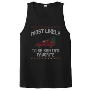 Most Likely To Be Santas Favorite Funny Christmas Family Matching Ugly Christmas PosiCharge Competitor Tank