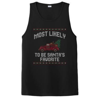 Most Likely To Be Santas Favorite Funny Christmas Family Matching Ugly Christmas PosiCharge Competitor Tank