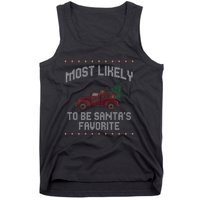 Most Likely To Be Santas Favorite Funny Christmas Family Matching Ugly Christmas Tank Top