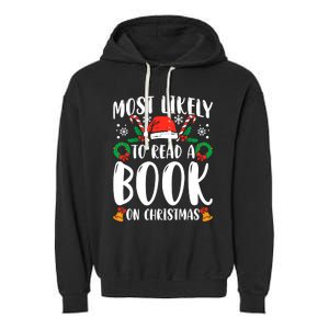 Most Likely To Read A Book On Christmas Matching Family Premium Garment-Dyed Fleece Hoodie