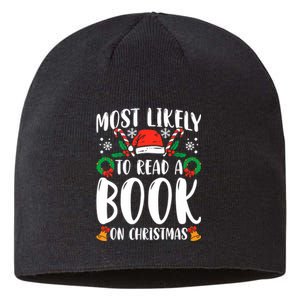 Most Likely To Read A Book On Christmas Matching Family Premium Sustainable Beanie