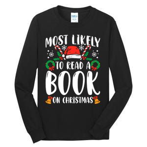 Most Likely To Read A Book On Christmas Matching Family Premium Tall Long Sleeve T-Shirt